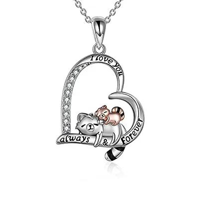 YAFEINI Red Panda Necklace Sterling Silver Mom And Baby Red Panda Pendant Jewell • £27.53