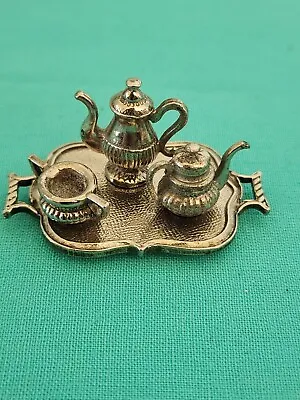 Dollhouse Miniature Silver Plated Tea Pot Creamer Sugar Tray W.A.P.W. England • $15.97