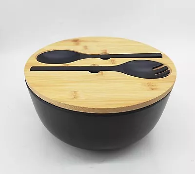 Salad Bowl With Servers Set Mixing Bowls With Bamboo Lid Spoon Serving Bowls Set • £39.99