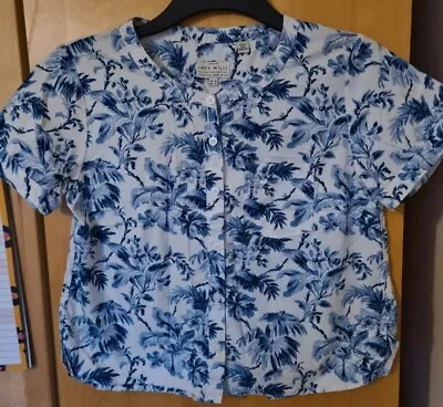 Jack Wills Gorgeous 😍 Floral Print Short Sleeved Cropped #holiday Blouse Sz 10 • £3.49