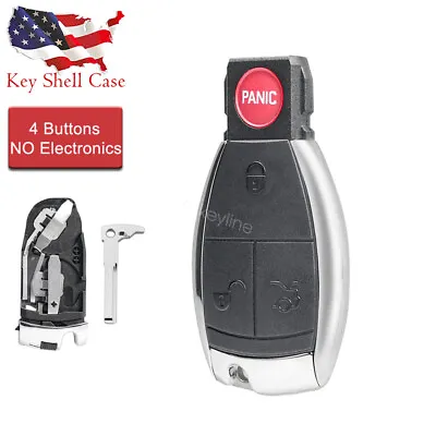 Key Fob Case Shell Replacement 4-Button Chrome Remote For Mercedes-Benz C CLASS • $16.39