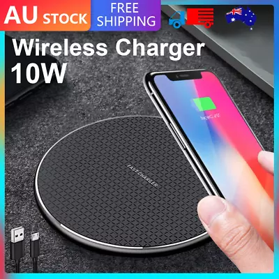 $6.75 • Buy 10W Qi Wireless Charger FAST Charging Pad For IPhone 14 13 XR 8 Samsung S10 S20
