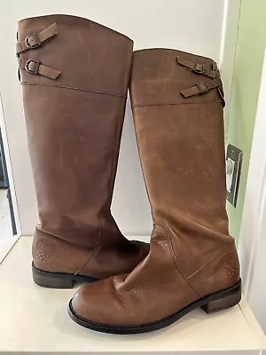 Vince Camuto Knee Length Brown Riding Boot Leather Stressed Lookzip sz:9 B • $29.99