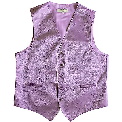 New Polyester Men's Tuxedo Vest Waistcoat Only Paisley Lavender Prom Formal • $20.28