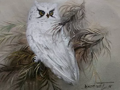 Vintage Harrington Oil Painting On Canvas Snowy Owl. Signed • $29