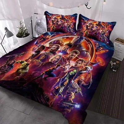 American Marvel Heroes Go War 3D Quilt Duvet Doona Cover Set Pillow Case Print • $58.42