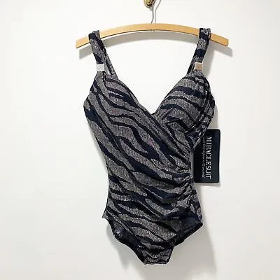 New Miraclesuit One Piece Swimsuit Siren Size 8 Platinum Grey Angelfish NWT • $124.99