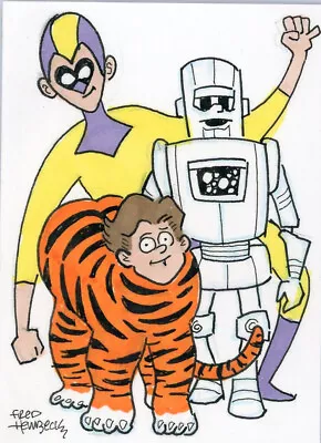 Fred Hembeck Sketch Card: Tiger Boy And Company 1960's Harvey Comics Heroes • $28