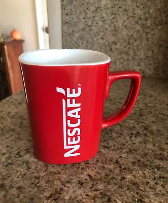 Nescafe Classic Logo Coffee Cup Red White Square Ceramic Mug 12 Oz • $17.99
