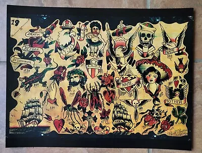 Antique Vintage 1920s Paul Rogers Folk Art Skull Jesus Tattoo Flash 11x14 Print • $24