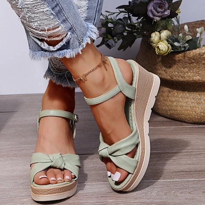 $32.99 • Buy Sandalias De Cuña Con Plataforma Para Mujer Zapatos Modernos De Cuero De Verano