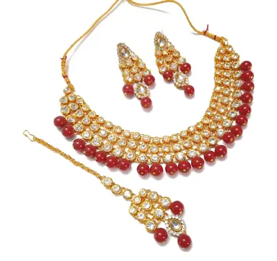 $37.03 • Buy Indian Bollywood Gold Plated Choker Fashion Pearl Bridal Jewelry Necklace Set