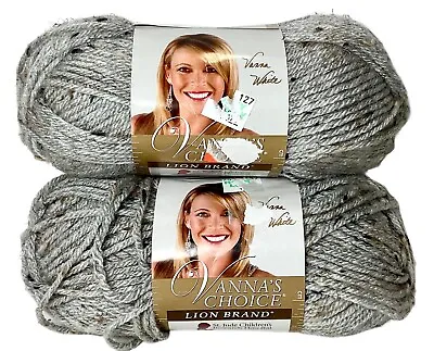 2-Skeins Lion Brand Vanna White Yarn “Grey Marble” Acrylic 3 Oz. NEW • $13.45