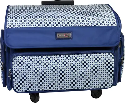 $181.48 • Buy 4 Wheels Collapsible Deluxe Sewing Machine Storage Case, Blue - Rolling Trolley