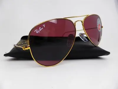 Ray Ban Sunglasses AVIATOR LARGE Gold Purple POLARISED Lenses RB3025 9196AF S:55 • $229