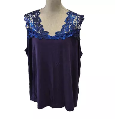 Joan Boyce Women's Plus Size Blue Cut Out Lace Top Nwt 2x • $15.99