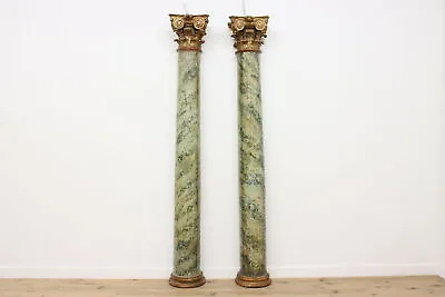 Pair Of Architectural Salvage Antique Faux Marble 9' Columns #45639 • $3950