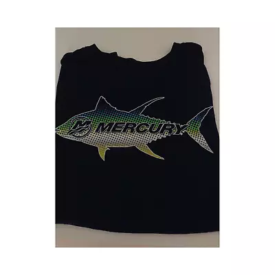 New Authentic Mercury Marine Short Sleeve Shirt Navy Blue/ Fish W/Mercury Strike • $24.99