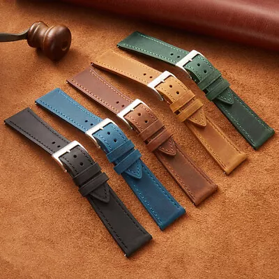 Premium Brushed Cowhide  Genuine Leather Watch Band Strap 18-22mm Quick Release • £13.88