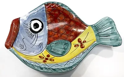 Vietri Desuir Int. Pottery Hand Painted Fish Plate Bowl Made In Italy 10  X 7.5  • $38.95