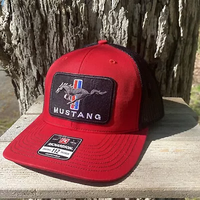 Red Black Ford Mustang Racing  Richardson 112 Snapback Trucker Hat Cap • $20