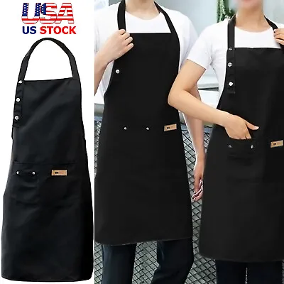 $11.45 • Buy Women Men Waterproof Kitchen Bib Aprons Dress Chef BBQ Cooking Baking Restaurant