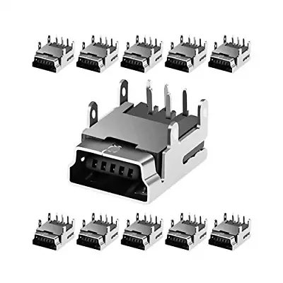 MUZHI 10 Pcs Mini USB Type B Female Socket 5-Pin Right Angle Dip Jack Connector • $11.59