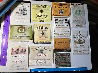 1960s 1970s ORIGINAL VINTAGE FRENCH WINE LABELS FRANCE & ITALY & GERMANY WINE • $0.99