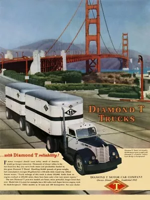 1947 Diamond T Trucks NEW METAL SIGN: At The Golden Gate Bridge San Francisco • $19.88