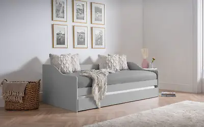 New Wooden Day Bed With Guest Bed Trundle Frame White/grey/anthracite - Single • £279