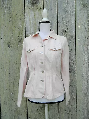 Vintage Kenzo WM'S DISTRESSED BLUSH PINK JEAN DENIM JACKET SZ 38 • $52.79