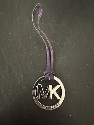 Michael Kors Silver Mk Logo Charm Lilac Light Purple Leather Handbag Fob • $18