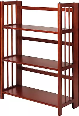 3-Shelf 27.5  Wide Folding Stackable Bookcase Mahogany (New) • $120.93