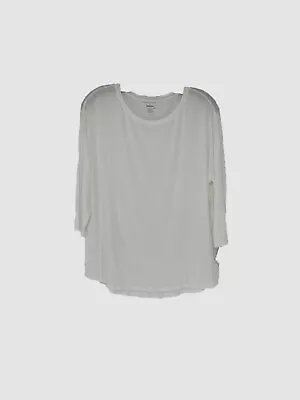 $135 Majestic Paris Women's White Extra Fine 3/4 Sleeve Scoop Neck Top Size 3/M • $43.58