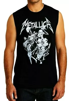 METALLICA SKELETONES PUNK ROCK Band Black Muscle Shirt • $12.99