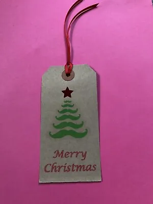 £2.25 • Buy 10 X Large Moustache Xmas Tree Christmas Gift Tags Handmade