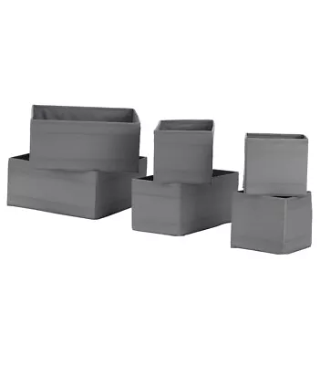 IKEA SKUBB Set Of 6 Drawer Organiser Storage Cloth Box Wardrobe Grey • £10.99