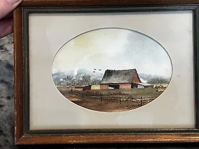 1977 Rustic Water Color Country Cabin Framed Signed Painting Wall Hanging MCM  • $5