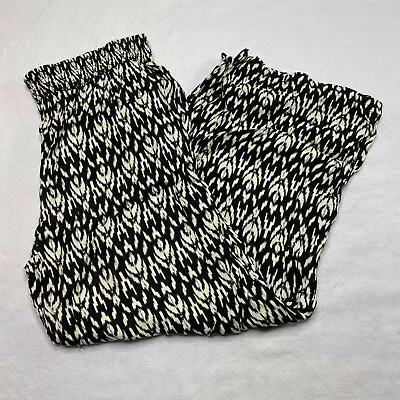 Matty M Womens Pants Sz S Black White Geometric Elastic Waist Lightweight Casual • $20