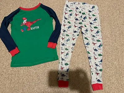 Boys Waitrose Mini Christmas Dinosaur Pyjama Set Trousers Age 7-8 John Lewis PJs • £4.99