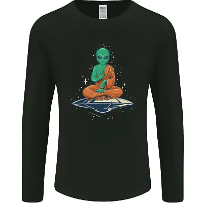 Meditating Alien UFO Yoga Mens Long Sleeve T-Shirt • £11.99