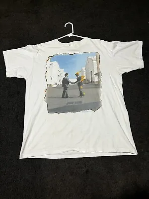 VTG 2002 Pink Floyd Wish You Were Here Anvil White Dark Side T Shirt Size L • $165