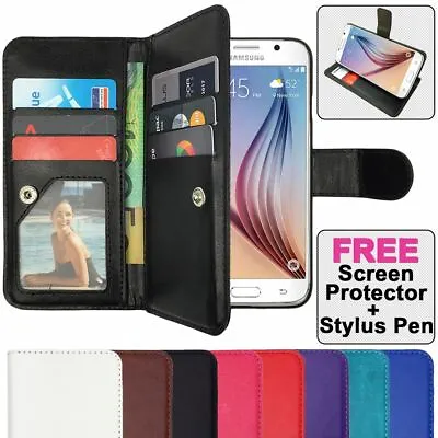Leather Flip Case Wallet Cover For Samsung Galaxy S6 S5 S4 S3 A3 J1 S7 S8 S9 S10 • $6.95