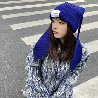 $17.17 • Buy Skullies Cap Rabbit Long Ear Hat Crochet Knitted Cute Bunny Hat Skullies Beanie