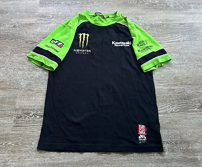 Monster Energy X Kawasaki Racing Team T Shirt Men’s Small Logos Day Gas Black • $34.98
