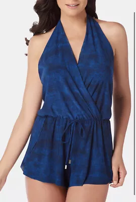 MAGICSUIT Bianca Printed Romper Swimdress In Blue Size US 10 • $39