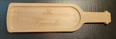 Maple Leaf At Home Wood Wine Bottle Shaped Friends Engraved Serving Board 15 In • $32.99