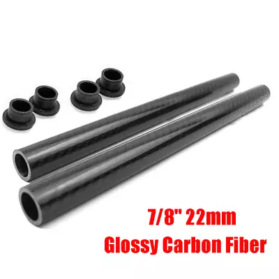 Gloss Carbon Fiber Motorcycle Clip On Handlebar 22mm Replacement Handle Bar Tube • $35.90