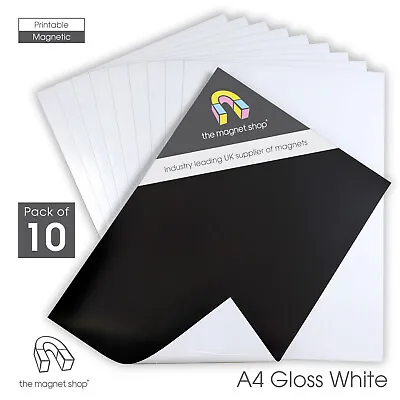 10 Magnetic Inkjet Photo Paper Sheets A4 GLOSS Printable Fridge Magnet Printing • £13.95