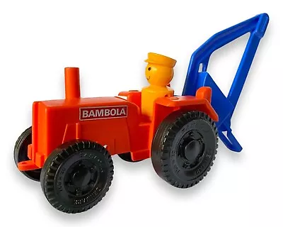 Rare 60’s Vintage Plastic Bambola Toy Tractor Denmark Orange Blue Collectable • $80